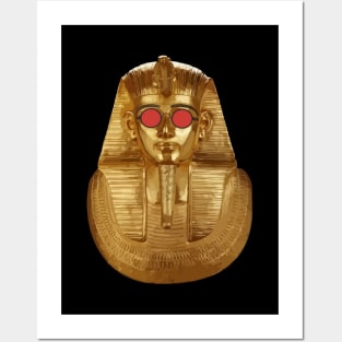 Golden Mask Egyptian King with Red Sunglasses Posters and Art